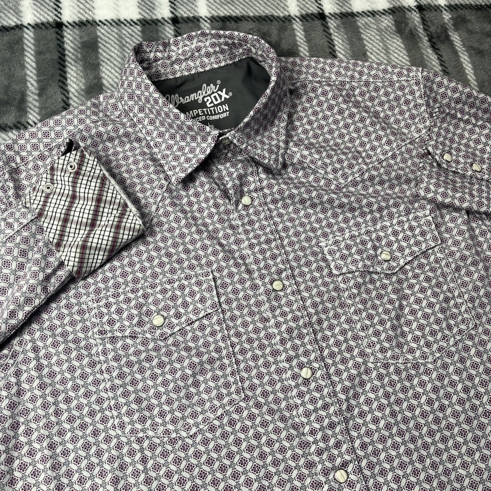 Wrangler 20X Shirt Mens L Multicolor Geometric Pearl Snap Competition Western